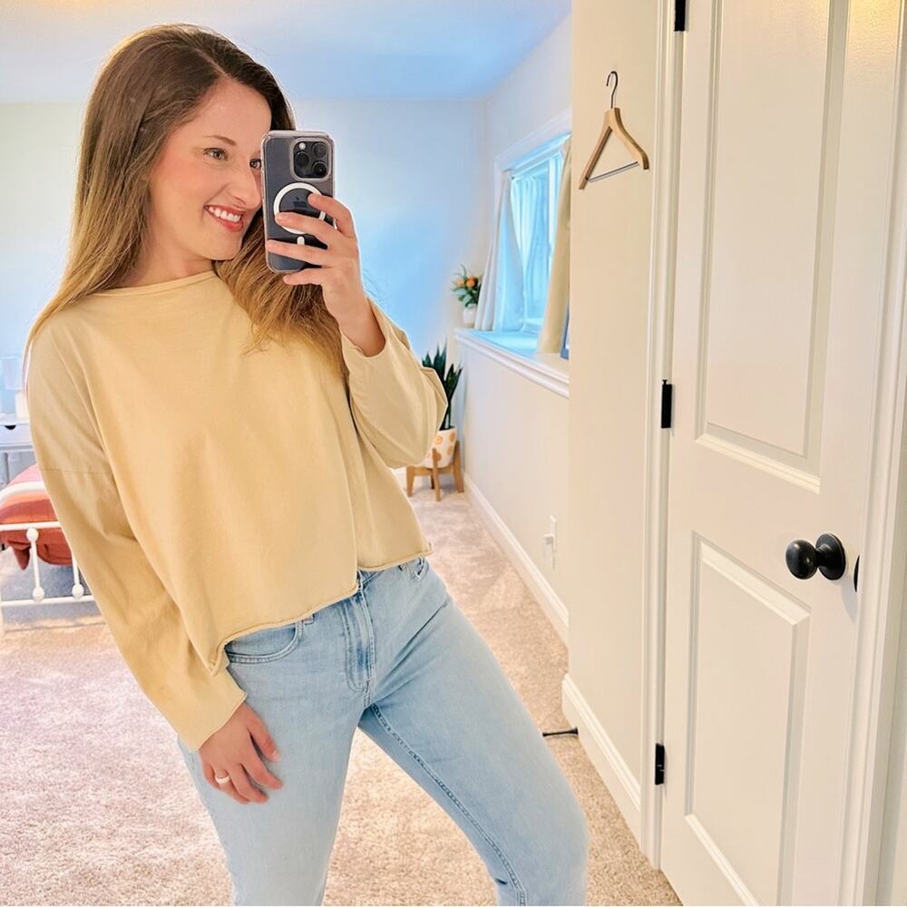 Planet Tan Cotton Long Sleeve Tee Top Medium